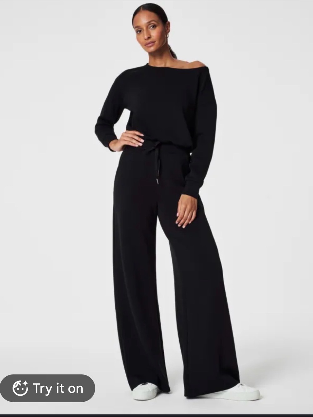 SPANX AirEssentials Off The Shoulder Jumpsuit Size Medium True Black NWT